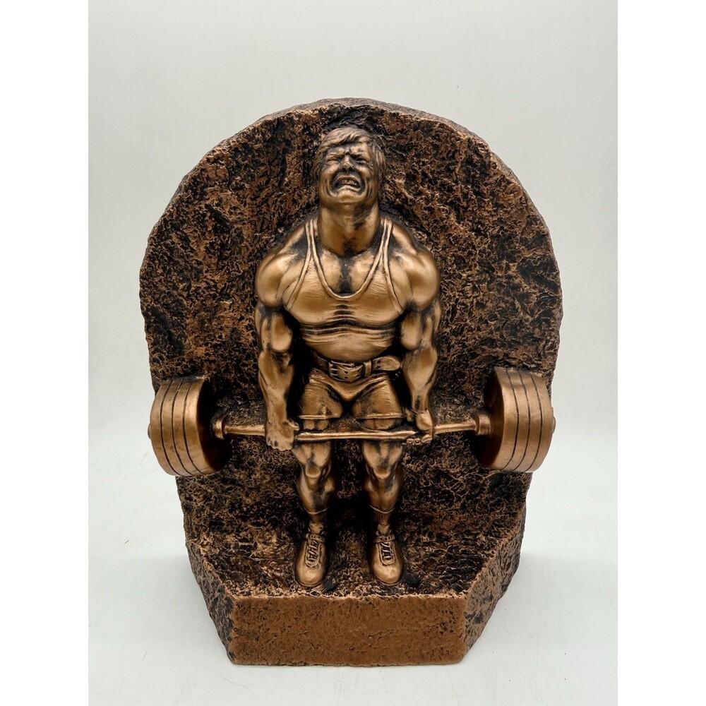 RARE VTG Weightlifting Deadlift Trophy Niels Anderson Sculpture Man Table Plaque